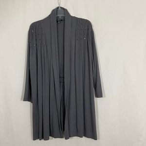 Gray Cardigan with Crystals on the Front